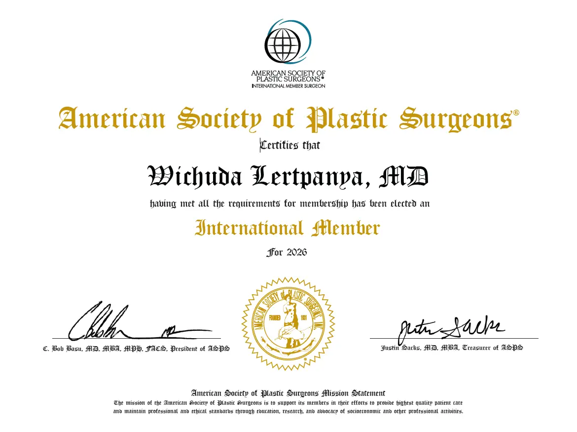 International Member of the American Society of Plastic Surgeons  ASPS active member