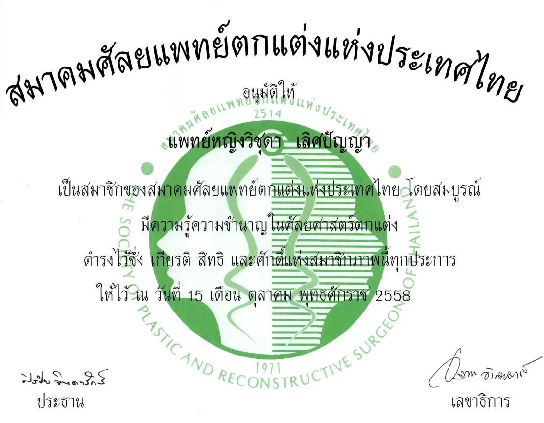 Member of the Society of Plastic and Reconstructive Surgeons of Thailand